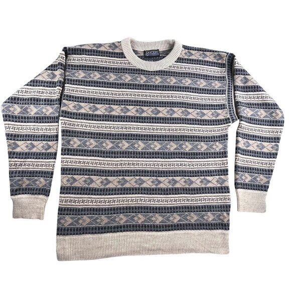 VTG Jantzen Classics Sweater Mens XL Aztec Geometric Knit Pullover Crewneck Y2K - Picture 2 of 11